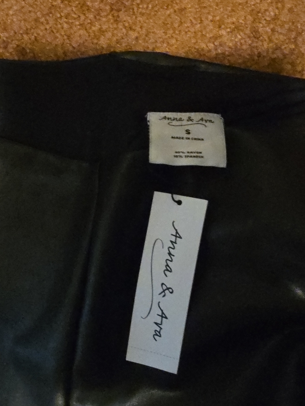 NWT- Black Faux Leather Flare Cropped Pants - Picture 9 of 9